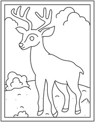 
Animal with horns, stag linear vector

