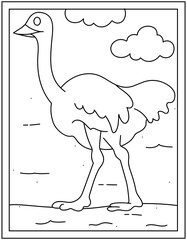 
Bird with long legs, heron colouring page vector 

