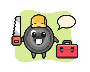Fototapeta premium Illustration of camera lens character as a woodworker
