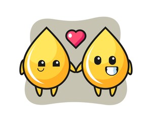 Fototapeta premium Honey drop cartoon character couple with fall in love gesture