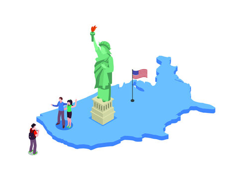 Statue of Liberty USA 3D isometric vector concept for banner, website, illustration, landing page, flyer, etc