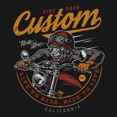 Custom motorcycle vintage colorful emblem