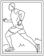 
Jogging drawing in coloring page design template 

