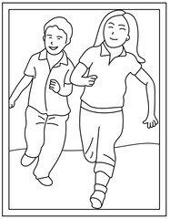 
Jogging drawing in coloring page design template 

