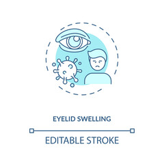 Eyelid swelling concept icon. Emergency eye exam reasons. Infection and trauma results for body seeing organs idea thin line illustration. Vector isolated outline RGB color drawing. Editable stroke