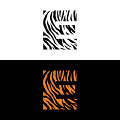 Tiger Print Letter E Logo Vector 001