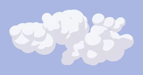 Tuinposter White cloud floating in the atmosphere, clear light blue sky. Good weather, heaven, beautiful peaceful day, cute meteorology sign. Vector flat style cartoon illustration, daytime background © andrew_rybalko
