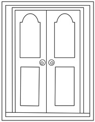
Door linear vector, coloring page design

