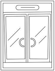 
A glass door colouring page line vector download

