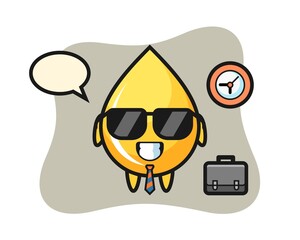 Cartoon mascot of honey drop as a businessman