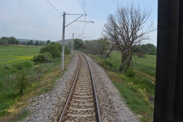 Fototapeta na wymiar railroad tracks in the countryside