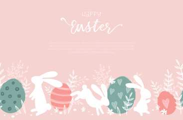 Cute hand drawn Easter template, cute doodle style, great for backgrounds, banners, wallpapers, invitations, flyer - vector design