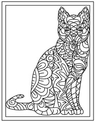 
Cat mandala hand drawn vector design template 

