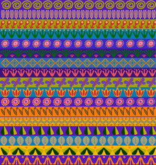 Floral design on colored stripes in hippie style