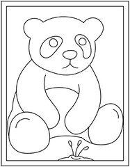 
A colouring page of panda animal drawn with line vector 

