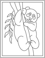
A colouring page of panda animal drawn with line vector 

