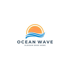 Ocean wave logo design template vector illustration