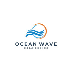 Ocean wave logo design template vector illustration