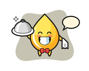 Character mascot of honey drop as a waiters
