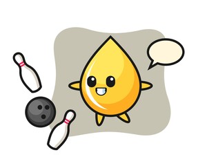 Character cartoon of honey drop is playing bowling