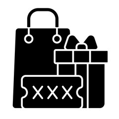 Promo code for purchase bonus black glyph icon. Discount coupons and promotional codes. Using in stores and online shops. Silhouette symbol on white space. Vector isolated illustration