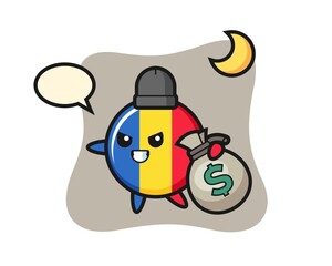 Illustration of romania flag badge cartoon is stolen the money