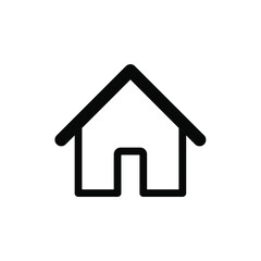 Home icon. House symbol. Simple flat outline shape building logo sign. Isolated on white background. Vector illustration image.