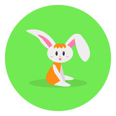 Cartoon flat cute little sitting bunny. Smilling rabbit for your creative design. Design for easter. Can be used to create stickers, postcards, posters, notebooks, notebooks and other things. 