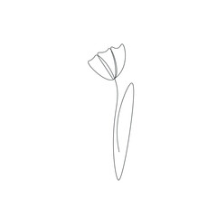 Flower silhouette line draw, vector illustration