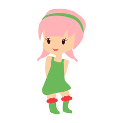 Little cute smilling girl. Vector illustration