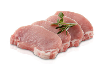 Fresh pork cut into pieces isolated white​ background​