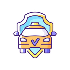 Safe ride RGB color icon. Transportation service. Convenient service for ordering car. Reliable insurance. Convenient and fast city transport. Taxi insurance. Isolated vector illustration