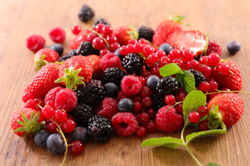 fresh berries fruits and leaf