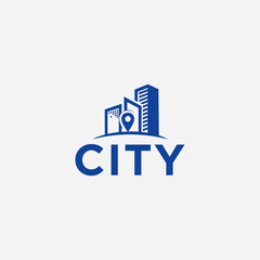 city ​​center logo with location symbol in center