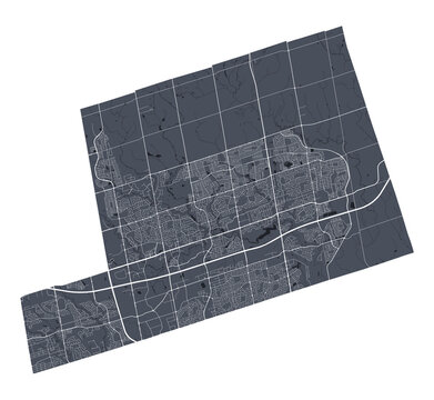 Markham map. Detailed map of Markham city poster with streets. Cityscape vector.