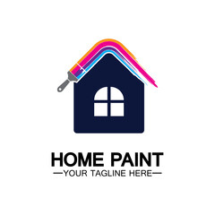 Home Painting Vector Logo Design.Home House Painting Service Coloring Logo Design Template.House painting service, decor and repair multicolor icon Vector logo.