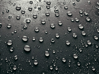 Water drops on grey background.