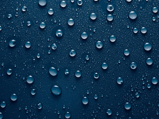 Water drops on blue background.
