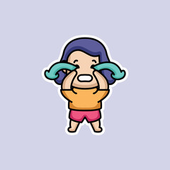 Obraz premium Cute fat girl sticker funny