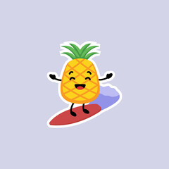 Cute summer pineapple mascot design