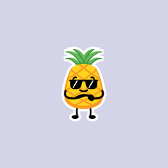 Cute summer pineapple mascot design