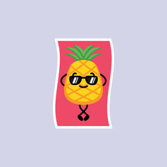 Cute summer pineapple mascot design