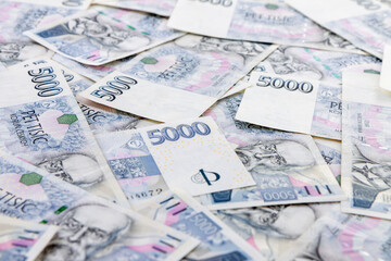 Obraz na płótnie Canvas Czech paper money with heart on white background - czech money 5000,-