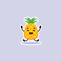 Cute summer pineapple mascot design