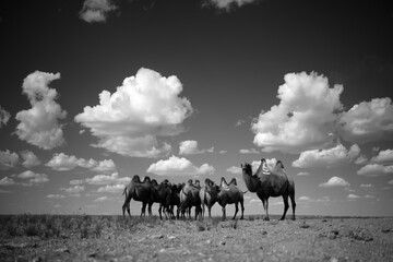 Camels watching tourist 