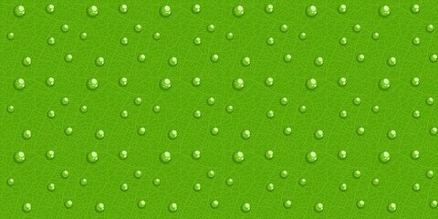 Simple Colorful Spring Or Summer Seamless Pattern Background With Water Drops On Green Leaf Vector Illustration Art