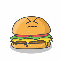 Cute burger character vector template design illustration