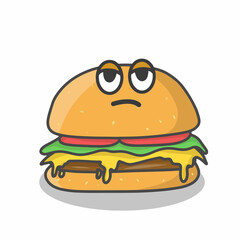Cute burger character vector template design illustration