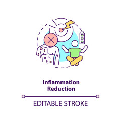 Inflammation reduction concept icon. Body health. Disease treatment. Intermittent fasting benefit idea thin line illustration. Vector isolated outline RGB color drawing. Editable stroke