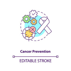 Cancer prevention concept icon. Health care. Oncology treatment. Intermittent fasting benefits idea thin line illustration. Vector isolated outline RGB color drawing. Editable stroke